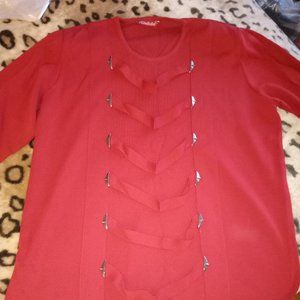 GUESS Dalida Red Sweater- Statement Piece size XL